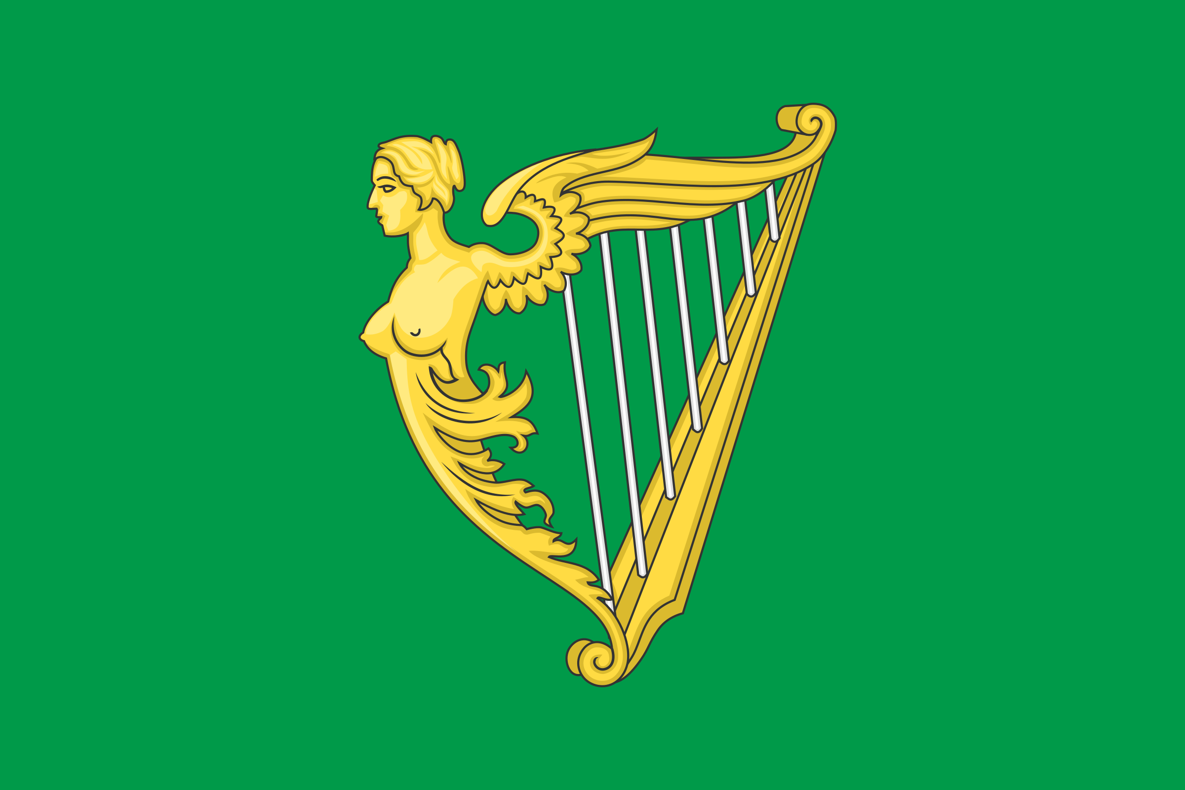 Drapeau vert à la harpe d'Irlande
